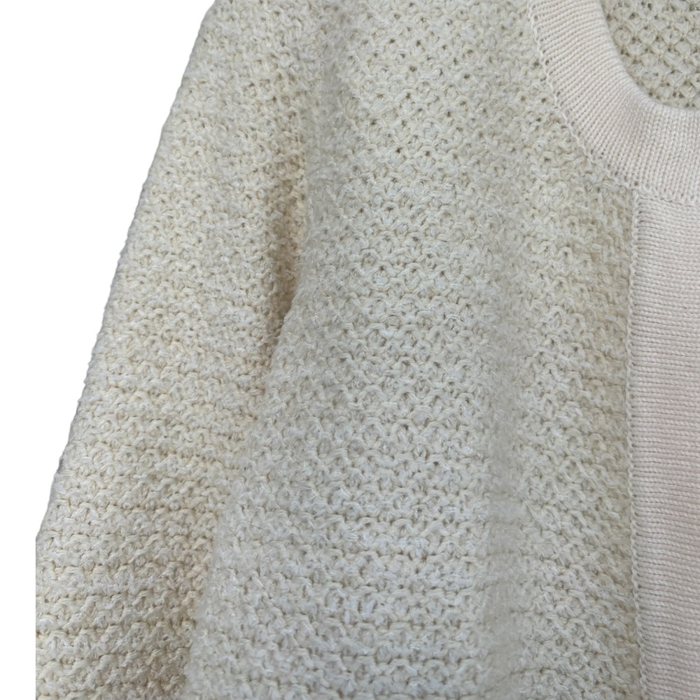 Textured Tweed Open Sweater Knit Jacket Neutral Cream Beige Tan LOFT Size Small - Picture 7 of 13